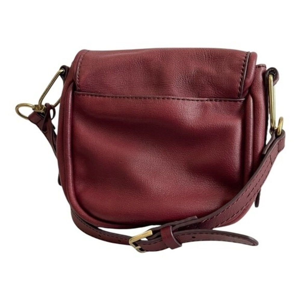 Fossil Rumi Burgundy Leather Crossbody Shoulder Bag Gold Hardware Very Good - Picture 10 of 12